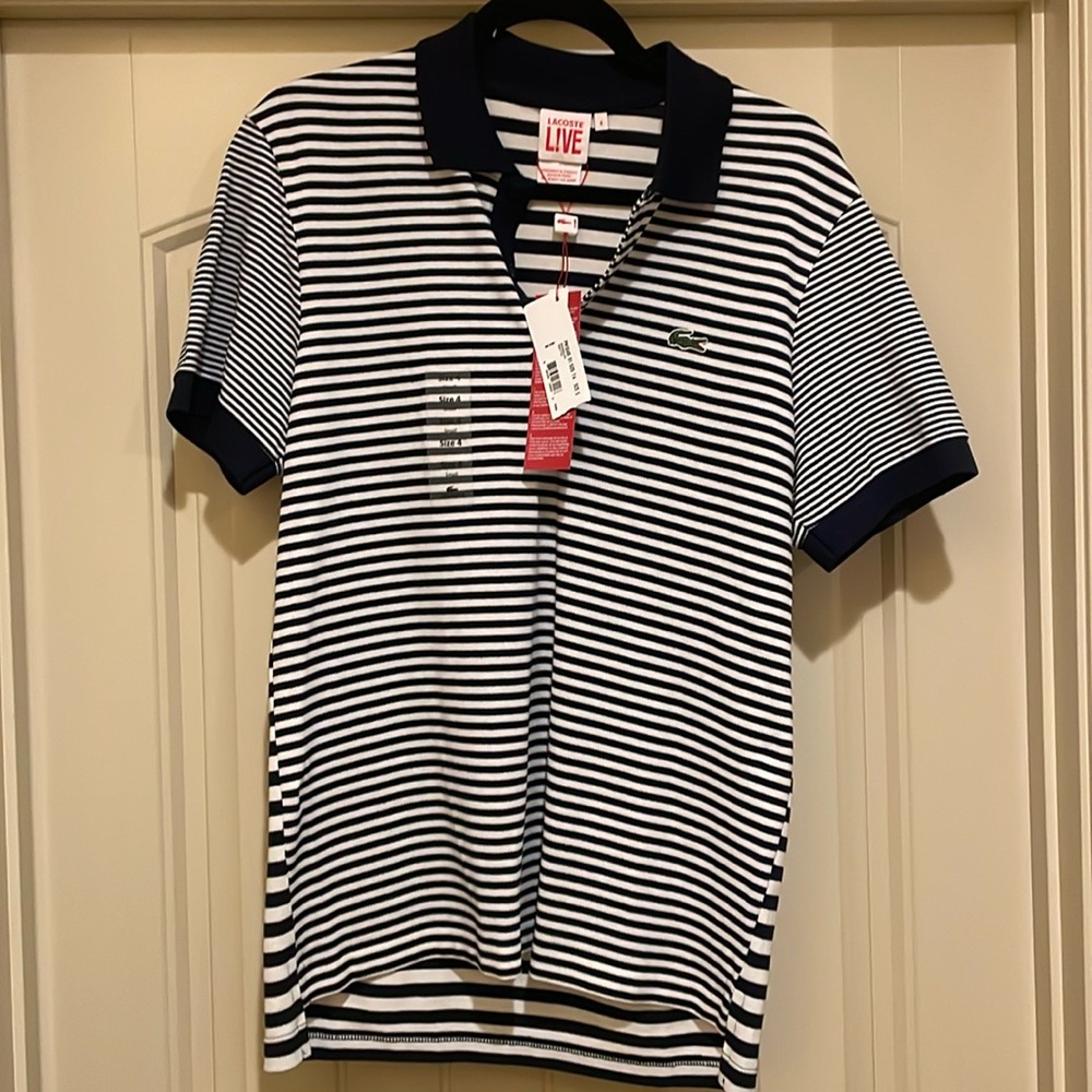 Lacoste Blue/white striped Polo